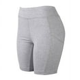 thumbnail image 2 of Sofra Ladies Cotton High Waist Outseam 15" Length Running Workout Biker Shorts w/ Side Pockets, 2 of 4