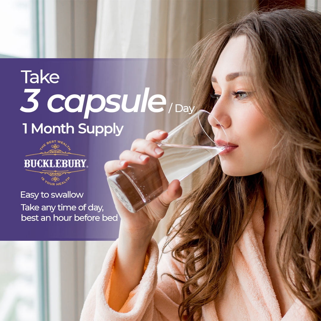 Bucklebury Magnesium Glycinate with L-Theanine Capsules Support Sleep, Bone, and Muscle - 90 Vegan Capsules