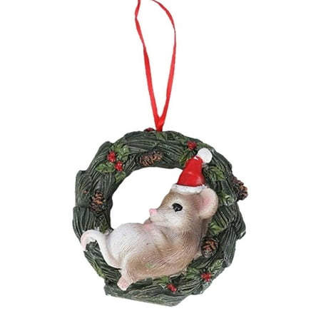 

Christmas Resin Pendant | Durable Pet in Wreath Statue | Festival Supply Pendant for Front Doors Walls Windows Winter Theme Parties