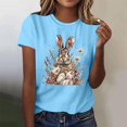 thumbnail image 2 of Mujeres de Manga Corta Tops Casual Nuevo Cuello Redondo Pascua, Ligera Camiseta de Poliéster Spandex, 2 of 4