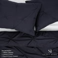 thumbnail image 4 of Luxury 4-Piece Navy Pinch Pleat Pintuck Duvet with Shams and White Comforter Set, Queen, 4 of 5