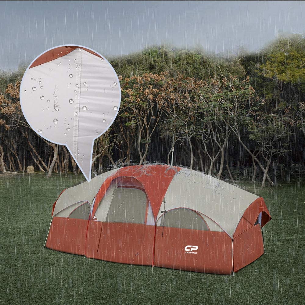 Hikergarden Campros Tent 8 Person Camping Tents Waterproof Windproof Family Tent 5 Large Mesh Windows Double Layer Divided Curtain For Separated Room Portable With Carry Bag For All Seasons Walmart Com Walmart Com