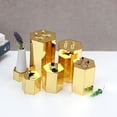 thumbnail image 2 of KCGANI Hexagonal Acrylic Stands for Display, Golden Mirror Nesting Risers Stands Tabletop Display Shelf with Hollow Bottom, Combination Riser and Storage Bins for Party Cake Jewelry Figures, 6 Sizes, 2 of 7