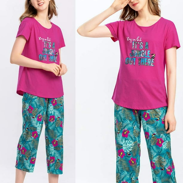 Women's Sleepwear Tops with Capri Pants Pajama Sets 
