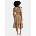 thumbnail image 2 of Time and Tru Women's Cut Out Midi Dress with Flutter Sleeves, Sizes XS-XXXL, 2 of 4
