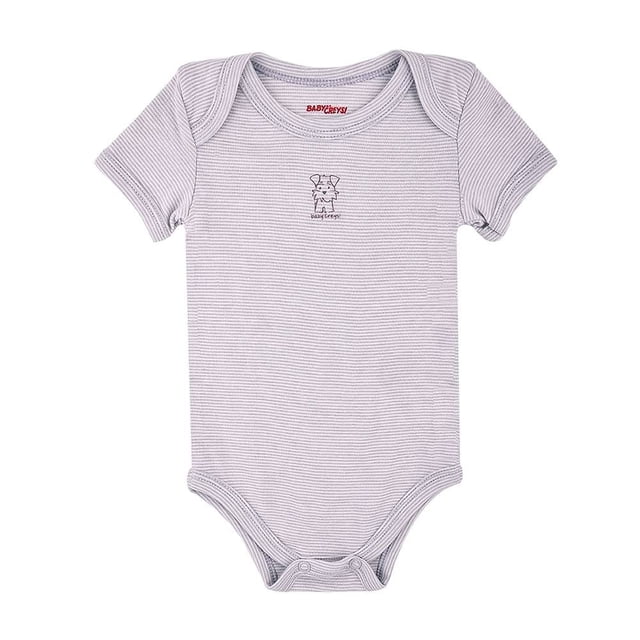 Pañalero Baby Creysi Unisex 3 Meses Estampado de Líneas con Perrito Manga Corta Gris