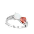 thumbnail image 4 of CHOOSE YOUR COLOR Heart Simulated Garnet White Simulated Opal Promise Ring .925 Sterling Silver Band Red CZ Female Size 6, 4 of 4