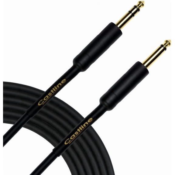 1 Ft Castline Gold 1/4" TRS to 1/4" TS Mogami 2549 Stereo to Mono Summing Cable with Resistors