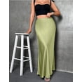 thumbnail image 4 of Womens Summer Fall Skirt Silk Elegant High Waist Cocktail Party Wedding Mermaid Satin Maxi Skirts, 4 of 5