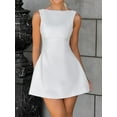 thumbnail image 5 of Gupgi Women White Summer Sleeveless Backless Mini Dress Elegant Formal Party Flowy Short Dress, 5 of 8
