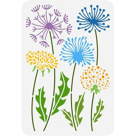 Plastic Drawing Painting Stencils Templates for Painting on Scrapbook Fabric Tiles Floor Furniture Wood Rectangle Dandelion 29.7x21cm
