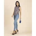 thumbnail image 2 of Moomaya Womens Printed Sleeveless Top, Mandarin Collar Shirt Top, 2 of 8