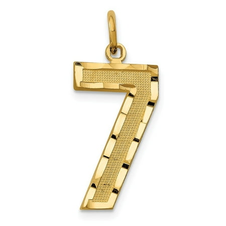 Roy Rose Jewelry 14K Yellow Gold Large Diamond Cut Number 7 Charm Pendant