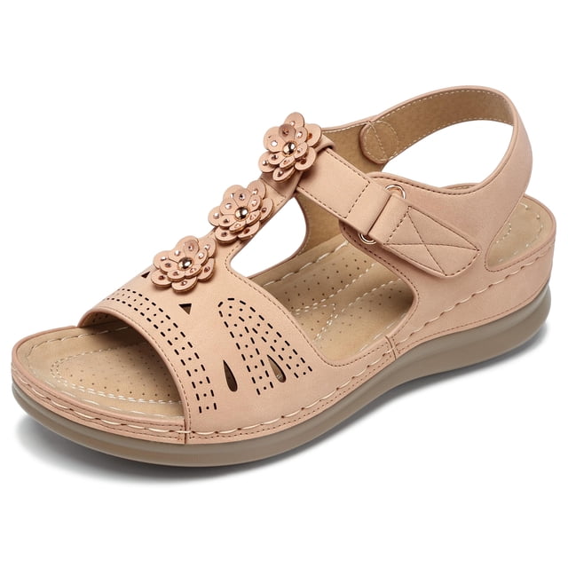 Sandalias de cuña SHIBEVER Low Summer Platform Comfort Women Nude