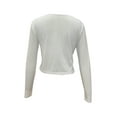 thumbnail image 5 of Qiylii Women Crop T shirt, Rhinestone Love Pattern Long Sleeve Round Neck Tops, 5 of 6
