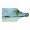 thumbnail image 1 of Ocean Cutting Board, Exotic Beach in the Maldives with Crystal Waters and Palm Trees on the Sand Tropical, Tempered Glass Cutting and Serving Board, Wine Bottle Shape, Multicolor, by Ambesonne, 1 of 1