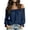 *Navy, variant on ClodeEU Women's Off Shoulder Long Sleeve Blouse, Casual Solid Color Top with Ruffled Trim Light Blue,Women's Plus L