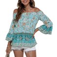 thumbnail image 1 of Blusa con hombros descubiertos y manga acampanada, blusa con hombros descubiertos y estampado floral para mujer, señora, citas, oficina, 1 of 8