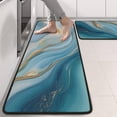 thumbnail image 2 of Kitchen Rugs Sets Of 2,Blue Marble Gold Wave Pattern Anti Fatigue Kitchen Mat Rugs Non Slip Washable,Decorative Kitchen Floor Mats for Kitchen,Sink,Laundry,17"x47"+17"x47", 2 of 5