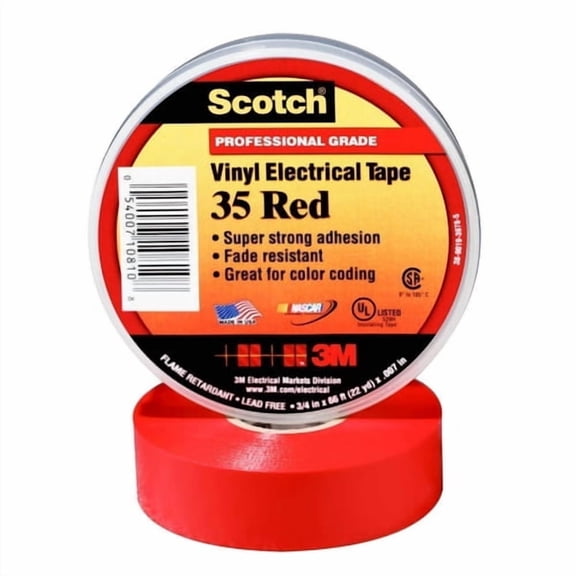 Scotch 10810-DL-2W 3/4 X 66' Red 35 Professional Grade Electrical Tape