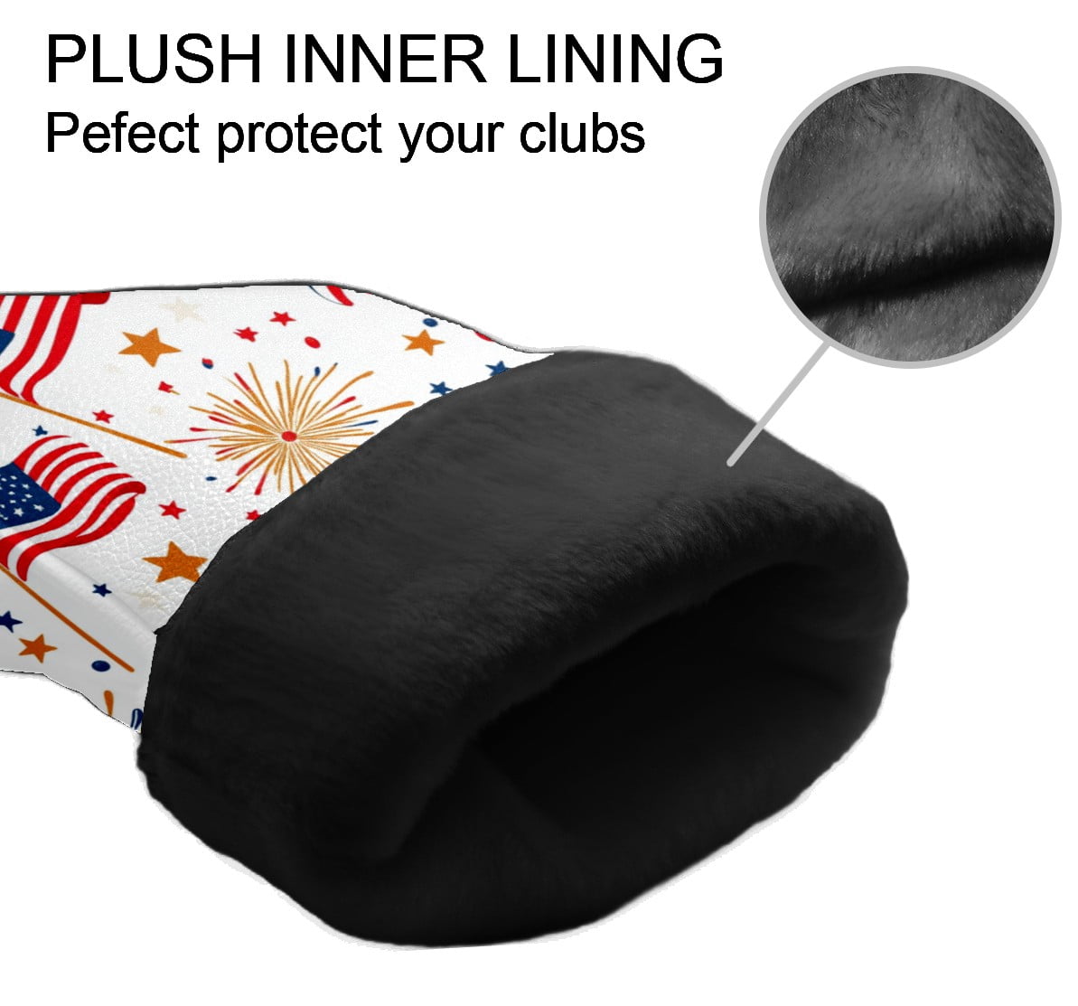 Golf Club Covers PU Leather Waterproof Head Covers for Fairway Woods Hybrids National Flag Fireworks Unisex Fits Most Brands