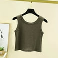 thumbnail image 3 of Women's Summer Tank Tops Scoop Neck Ribbed Knit Sleeveless Shirts Fitted Casual Basic Tee Shirts Solid Cropped Camis, 3 of 5