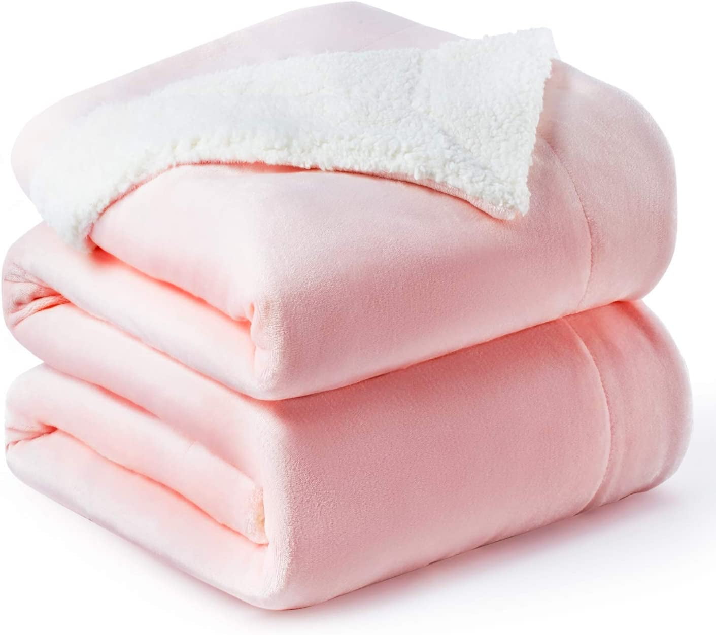 Bedsure Sherpa Fleece Bed Blankets Queen Size Pink Thick Fuzzy Queen