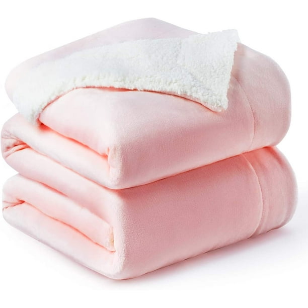 Bedsure Sherpa Fleece Bed Blankets Queen Size Pink - Thick Fuzzy Queen ...