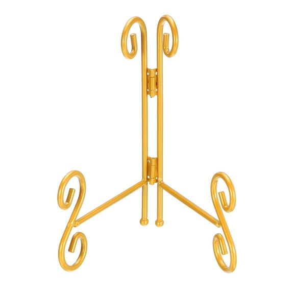 Uxcell 6 inch Plate Stands for Display Iron Decorative Folding Holders, Gold Tone