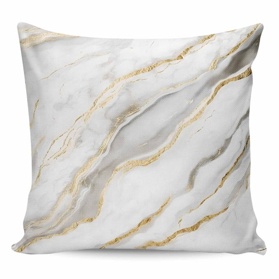 Throw Pillow Covers 26x26 Inch, White Marble Decorative Pillow Cases for Couch Sofa Bed, Abstract Modern Yellow Crack Art Cotton Linen Square Home Decor Pillowcases with Hidden Zipper