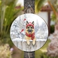 thumbnail image 4 of Playful German Shepherd Welcomes Winter Snowy Day with Cardinal Bird Round Wood Sign Alsatian Dog Lover Gifts Hanging Wall Home Decor - 2017, 4 of 5