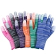 thumbnail image 2 of Guantes de trabajo blancos libres de polvo con revestimiento de dedos antiestático de nailon PU y revestimiento de inmersión en la palma, 2 of 5