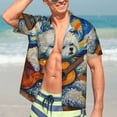 thumbnail image 7 of Honeii Dog Guitar Starry Night Print Men’s Hawaiian Shirt,Classic Button-Down Short Sleeve Shirt, for Beach, Vacation, and Outdoor Activities,Large, 7 of 7