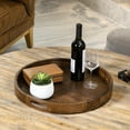 thumbnail image 7 of KINGCRAFT 20 x 20 inches Large Round Ottoman Table Tray Wooden Solid Serving Tray with Handle Black Walnut Circle Platter Decorative Tray for Oversized Ottoman Home Breakfast in Bed Tea Coffee, 7 of 7