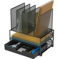 SimpleHouseware Mesh Desk Organizer with Sliding Drawer, Double Tray
