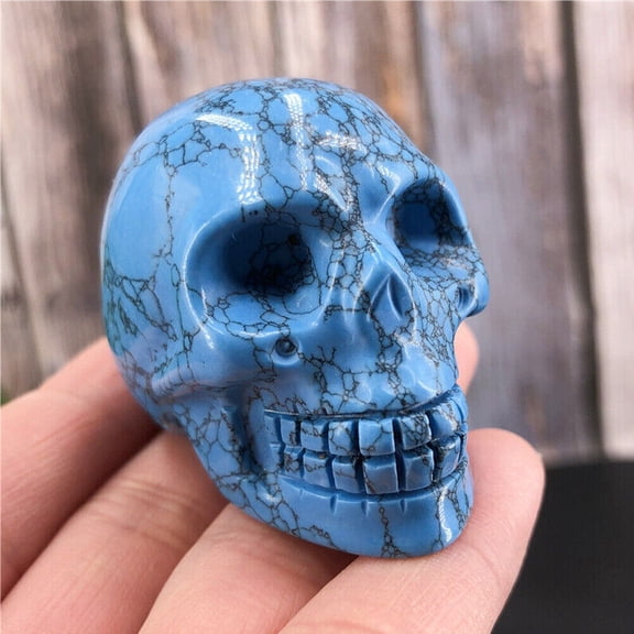 2" Natural Turquoise Stone Quartz Crystal Skull Carved Skull Reiki Healing 1PCS
