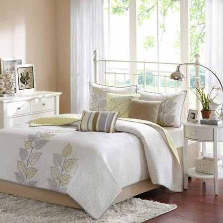 UPC 675716510282 product image for Home Essence Marissa Printed Yellow Queen 6 Piece Quilted Coverlet Bedding Set | upcitemdb.com
