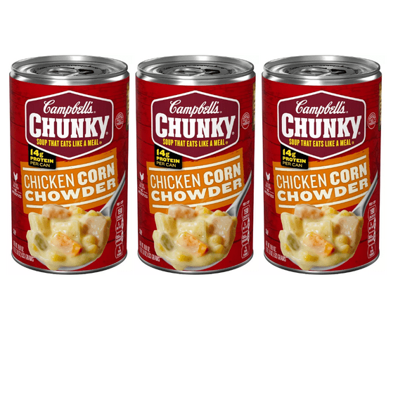 Campbell's Chunky Chicken Corn Chowder Soup - 18.8oz pack of 3