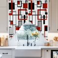 thumbnail image 4 of Retro Middle Swag Valances for Windows 2 Pack Ages Abstract Geometric Red Black Square Swag Kitchen Curtains 63 Inches Long Rod Pocket Short Window Treatment for Kitchen Bathroom 36"x63", 4 of 8
