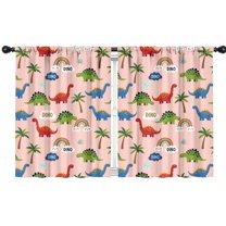 Blackout Kids Curtains,Pink Dinosaur and Rainbow Pattern Childrens Insulated Curtains Set Of 2,Bedroom Essentials,Toddler Room Decor 42"x54"