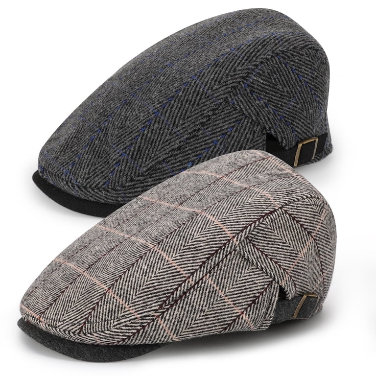 Bocaoying Men's Adjustable Newsboy Caps, 2-Pack Black/Grey photo 1