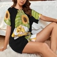 thumbnail image 4 of Sikiie Sunflower Gnomes Womens Pajama Sets Short Sleeve Top With Pants Sleepwear 2 Piece Lounge SetSmall, 4 of 6
