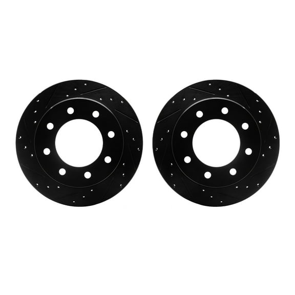 Dynamic Friction Company Rear Brake Rotors-Drilled and Slotted-Black 8002-48058