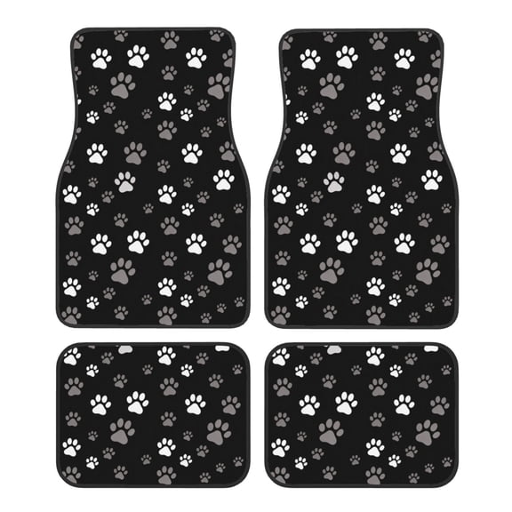 KAKALAD Dog Paw Print 1 Car Floor Mats 4PC Set Carpet Protection, Universal Fit for Car SUV VA & Truck, Vehicle Front & Rear