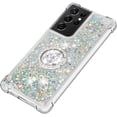 thumbnail image 5 of Samsung Galaxy S21 Ultra 5G 6.8" Case,Creativity Clear Quicksand Glitter Flowing Liquid Floating Soft TPU Case w/Stand Bling Diamond Sparkle Phone Cover for Galaxy S21 Ultra  Silver, 5 of 7