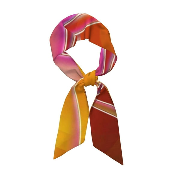 Easygdp Orange Flower Psychedelic Neck Scarf Printed Scarves Head for Women'S Fashion Satin Scarfs For Bag Hair for Dating, Travel