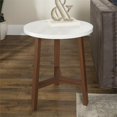 thumbnail image 2 of 20 inch Round Side Table in White Faux Marble and Acorn, 2 of 5