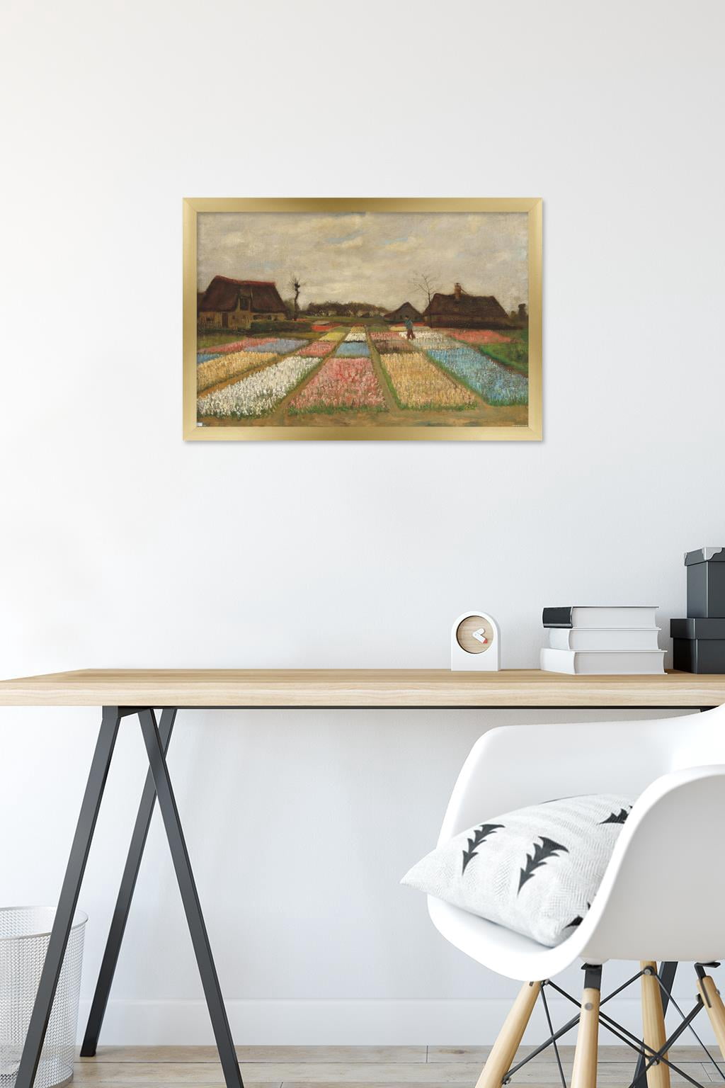Flower Beds in Holland by Vincent van Gogh Wall Poster, 14.725" x 22.375" Framed
