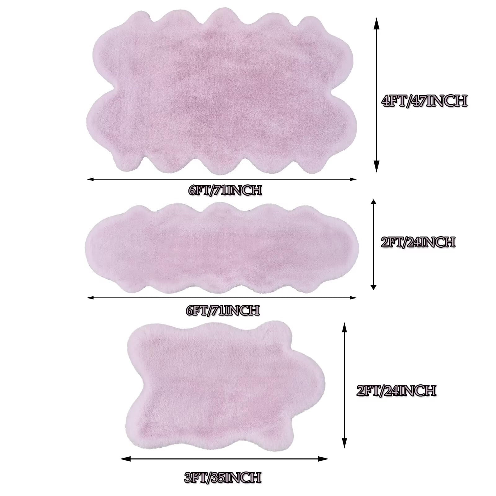 1700GSM Fuzzy Faux Sheepskin Fur Area Rug,Extra Soft Faux Fur Mat,Fluffy Shaggy Fur Rug for Bedroom Living Bedside Rug Room Decor-Lavender, 2 x6 ft