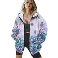 thumbnail image 4 of COEQINE Women's Full Zip Up Hoodie Oversized Sweatshirts Mandala Purple Pattern Long Sleeve Fashion Jacket for Women Y2K Tops with Pockets Fall Casual Hooded Wear, XS, 4 of 7